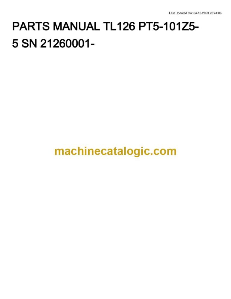 Takeuchi TL216 Track Loader Parts Manual (PT5-101Z5-5)
