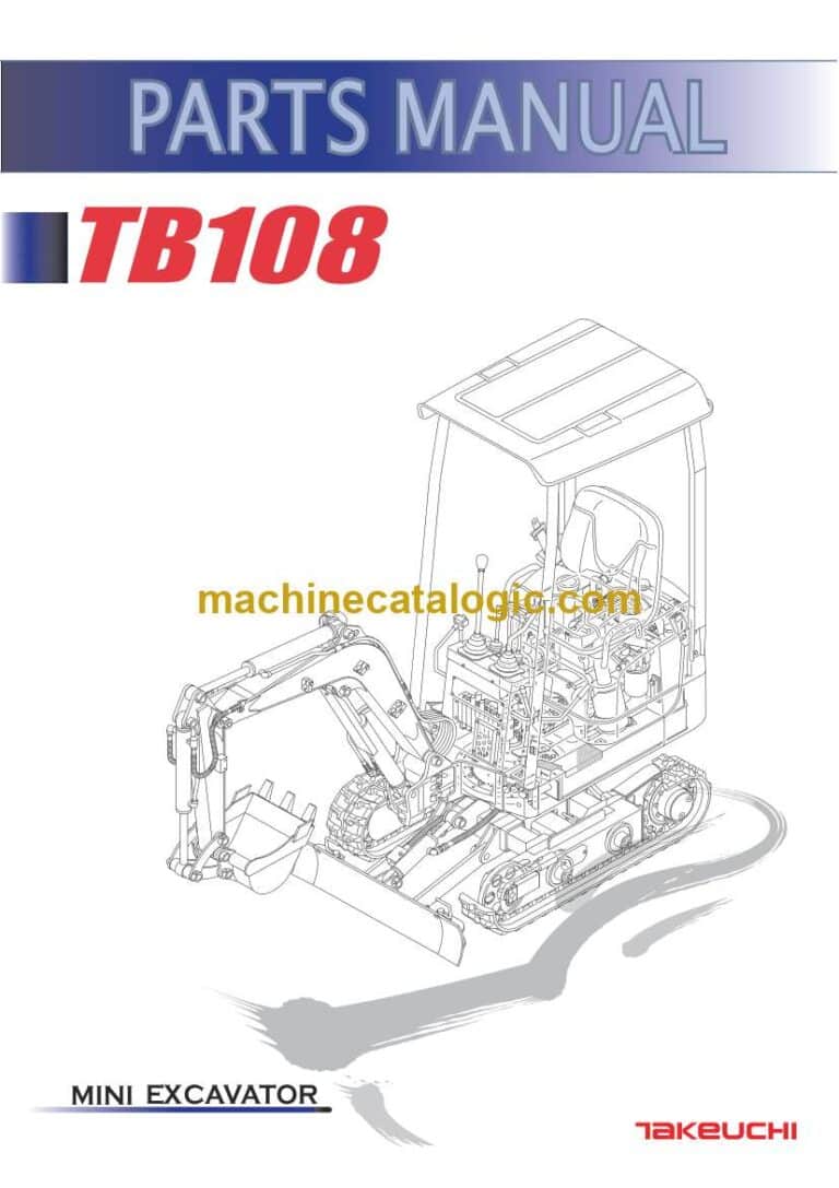 Takeuchi TB108 Mini Excavator Parts Manual (BB5Z105-7-0)