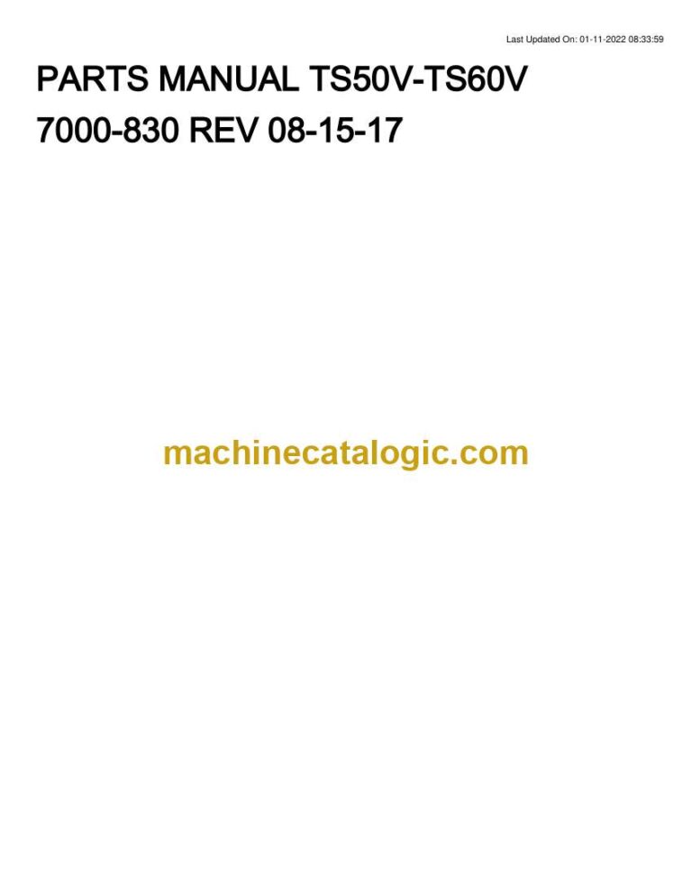 Takeuchi TS50V, TS60V Skid Steer Parts Manual (7000-830)