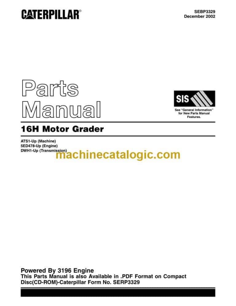 Cat 16H Motor Grader Parts Manual (SEBP3329)
