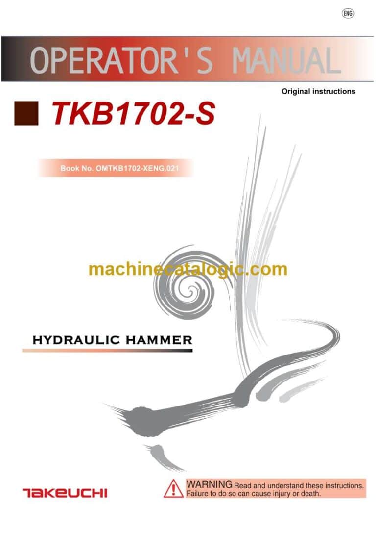 Takeuchi TKB1702-S Hydraulic Hammer Operators Manual