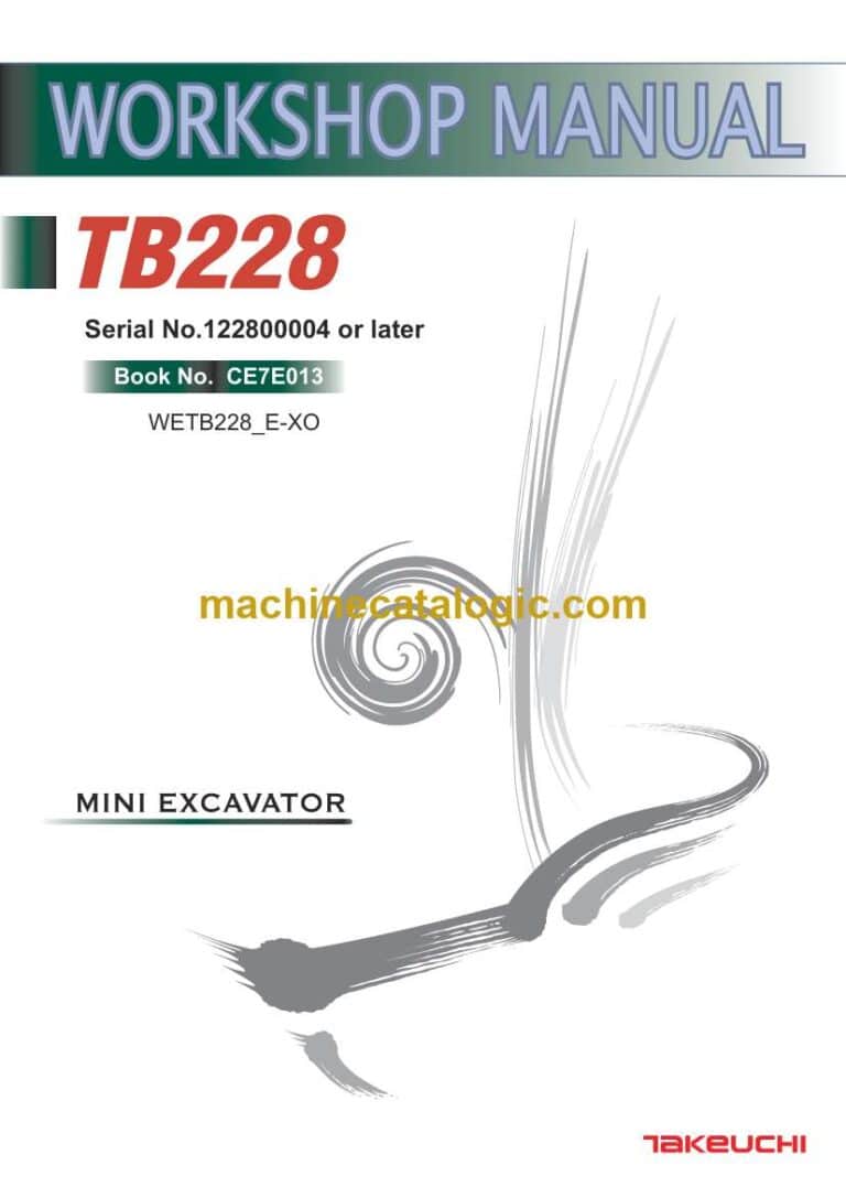 Takeuchi TB228 Mini Excavator Workshop Manual (CE7E013)