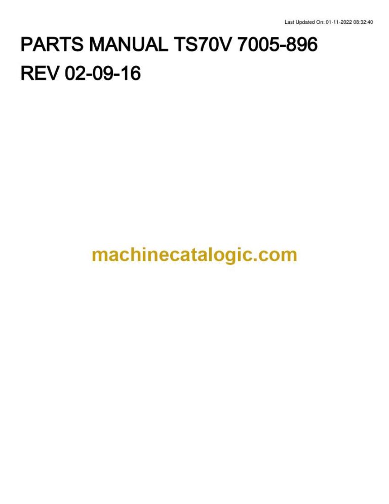 Takeuchi TS70V Skid Steer Parts Manual (7005-896)