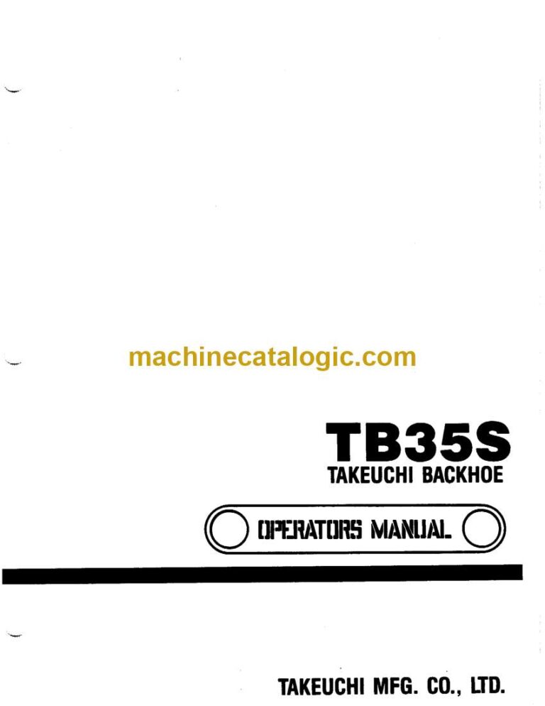 Takeuchi TB35S Backhoe Loader Operators Manual