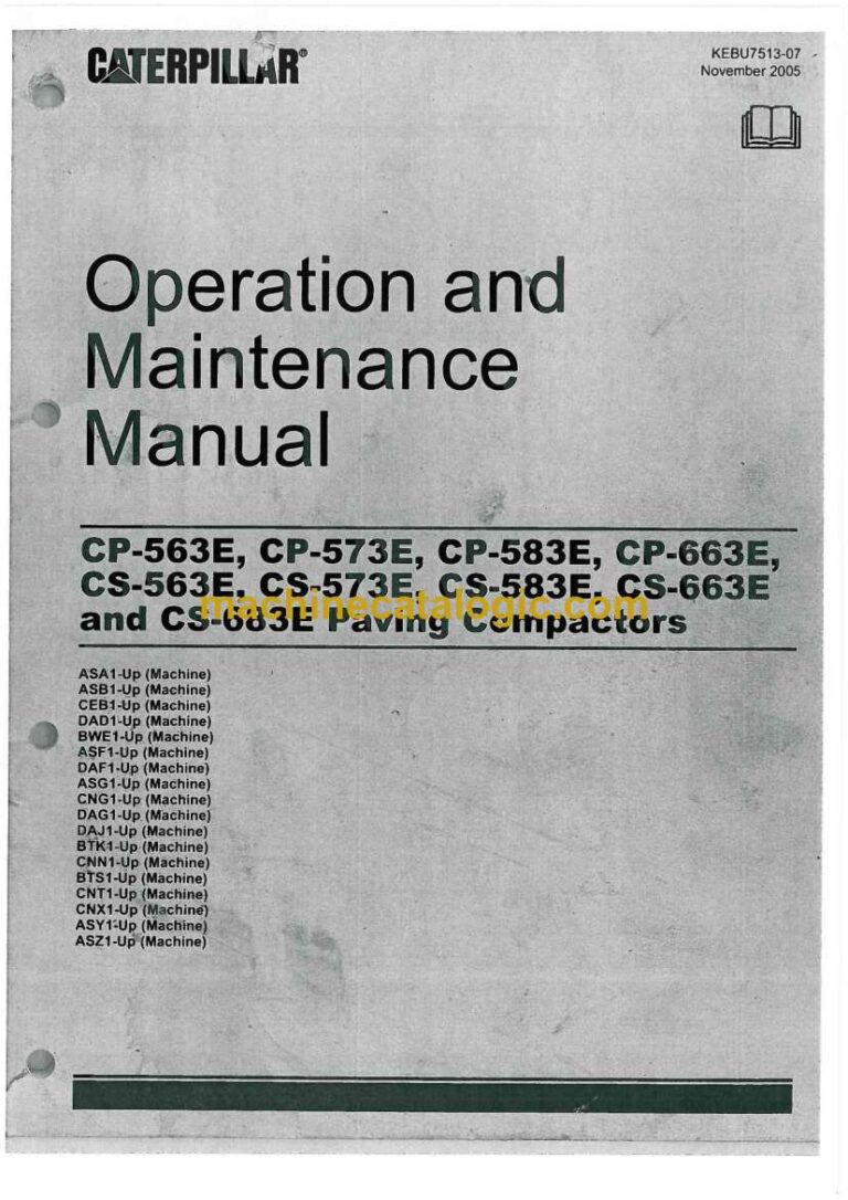 Cat CP563E, CP573E, CP583E, CP663E, CS563E, CS573E, CS583E, CS663E, CS683E Paving Compactors Operation and Maintenance Manual (KEBU7513-07)