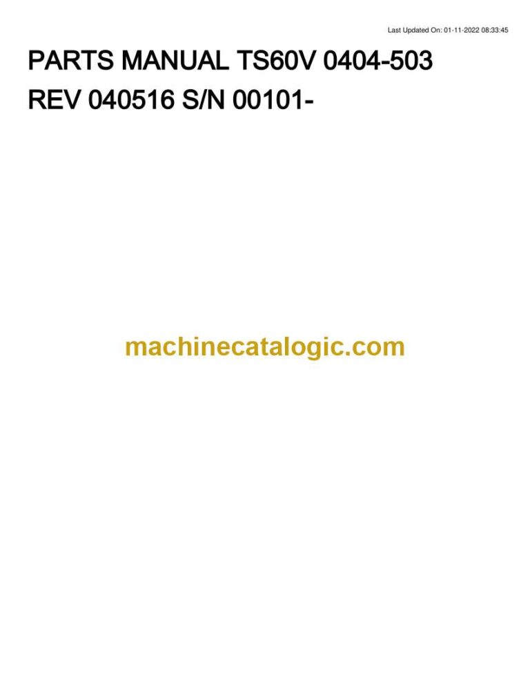 Takeuchi TS60V Skid Steer Parts Manual (0404-503)