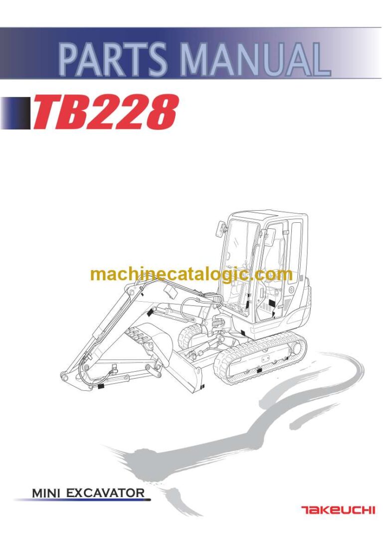 Takeuchi TB228 Mini Excavator Parts Manual (BE7Z008-4-0)