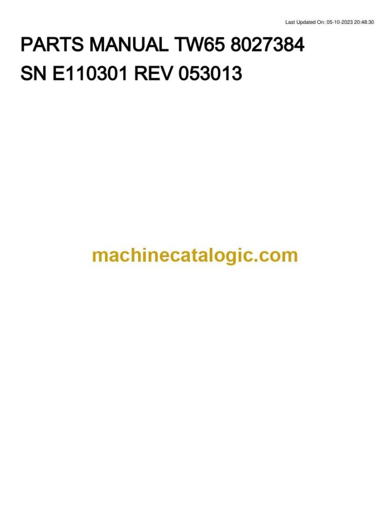 Takeuchi TW65 Wheel Loader Parts Manual (8027384)