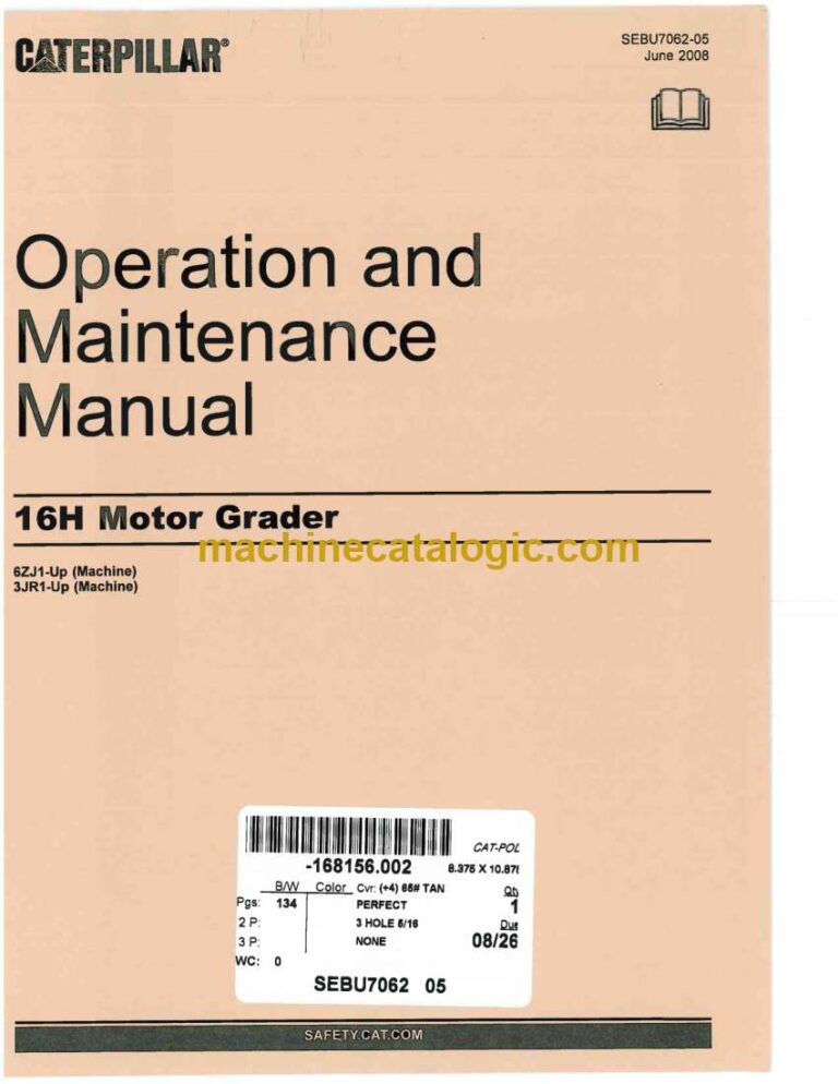 Cat 16H Motor Grader Operation and Maintenance Manual (SEBU7062-05)