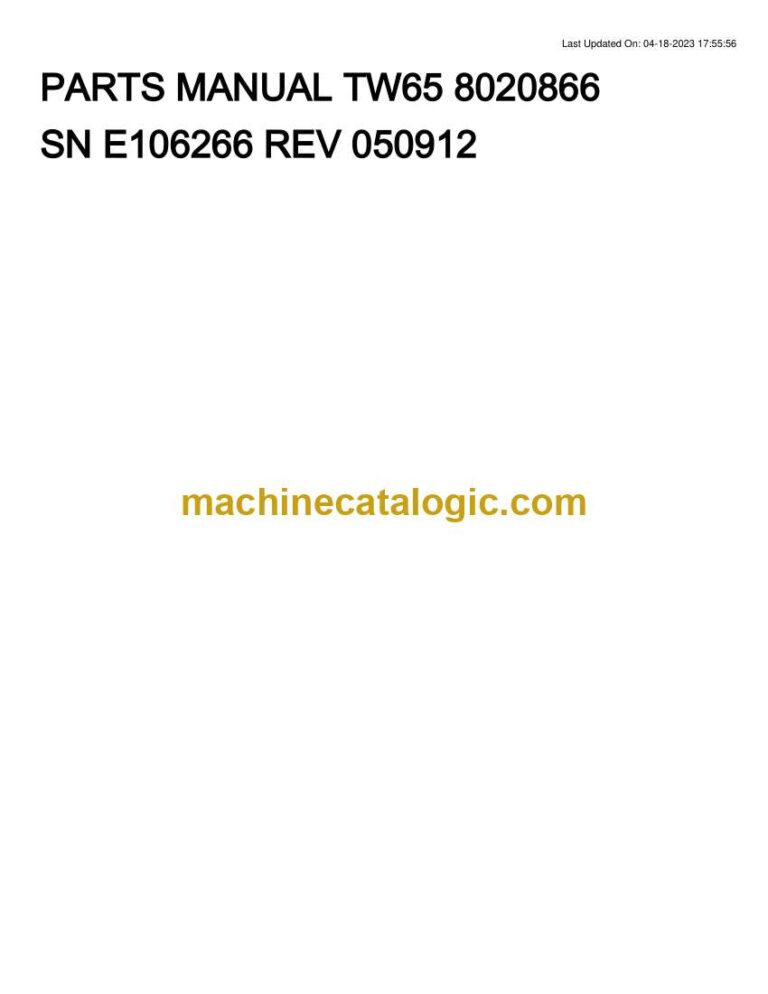 Takeuchi TW65 Wheel Loader Parts Manual (8020866)