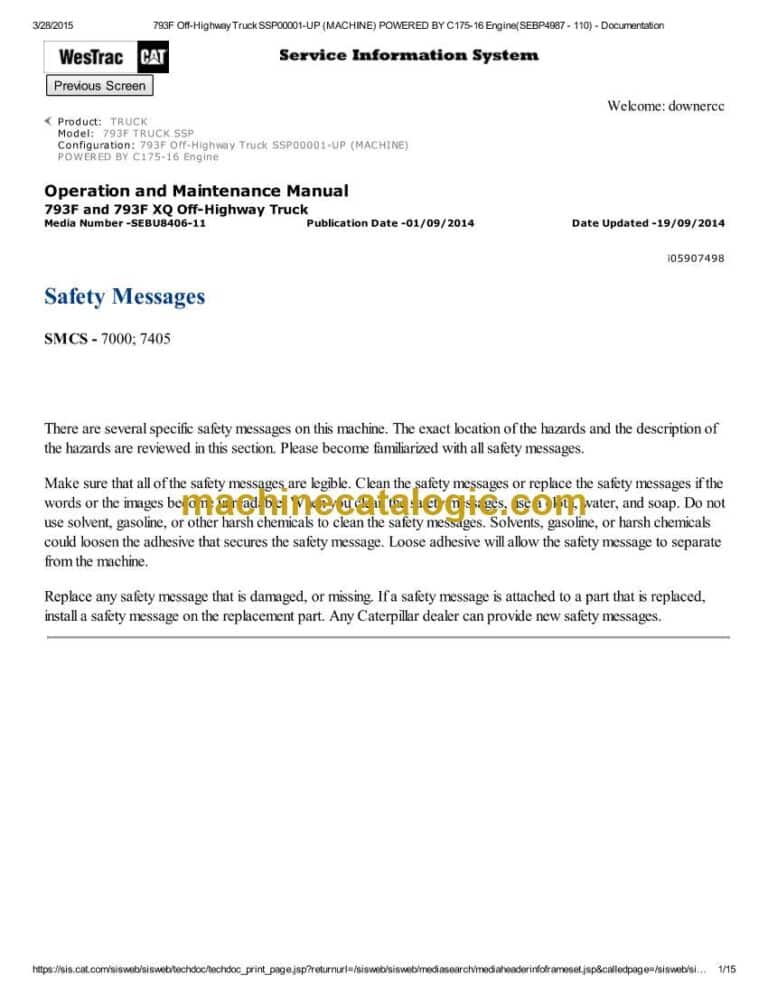 Cat 793F and 793F XQ Off-Highway Truck Operation and Maintenance Manual