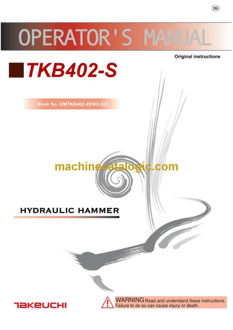 Takeuchi TKB402-S Hydraulic Hammer Operators Manual