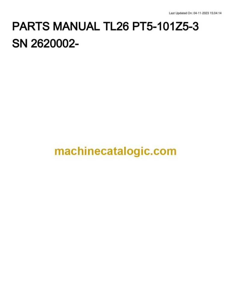 Takeuchi TL26 Track Loader Parts Manual (PT5-101Z5-3)