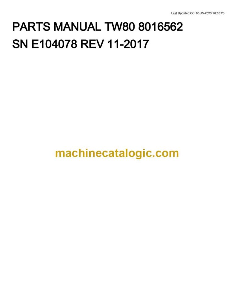 Takeuchi TW80 Wheel Loader Parts Manual (8016562)