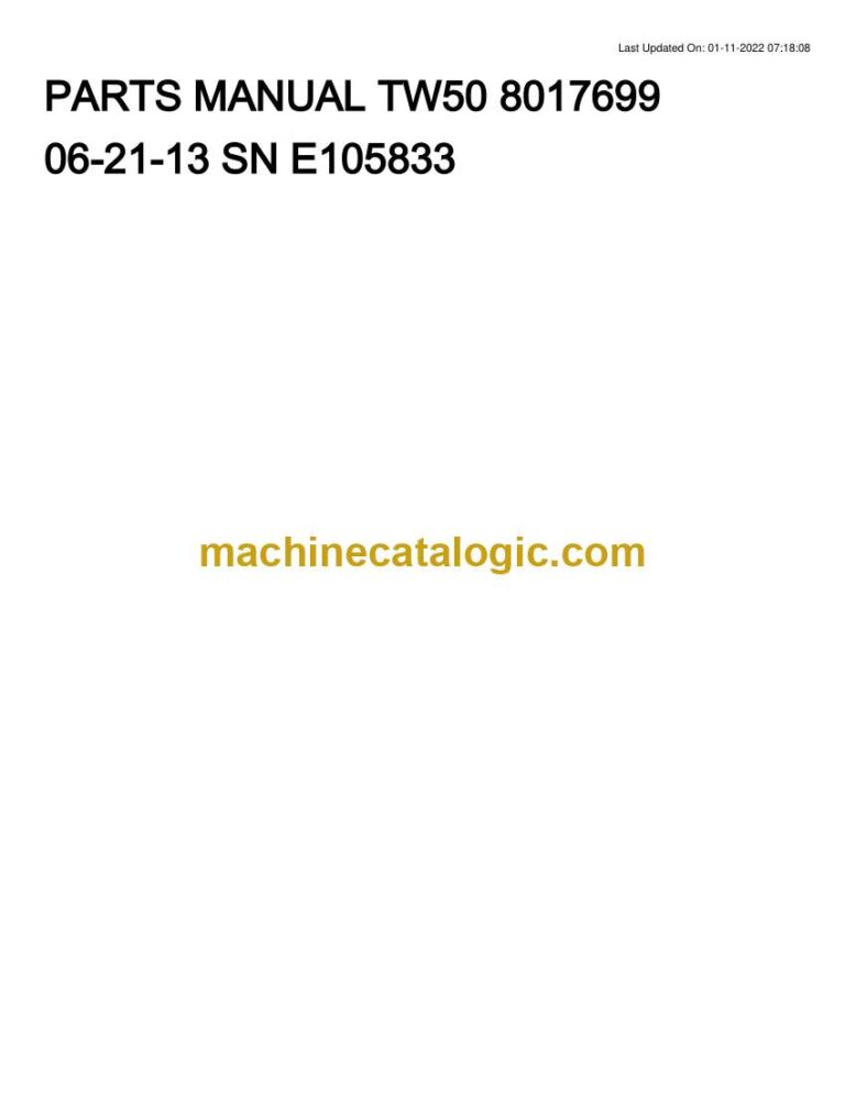 Takeuchi TW50 Wheel Loader Parts Manual (8017699)