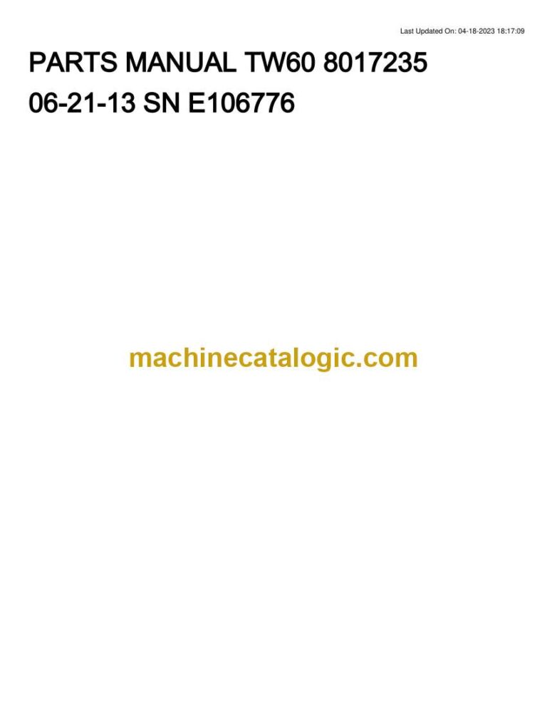 Takeuchi TW60 Wheel Loader Parts Manual (8017235)