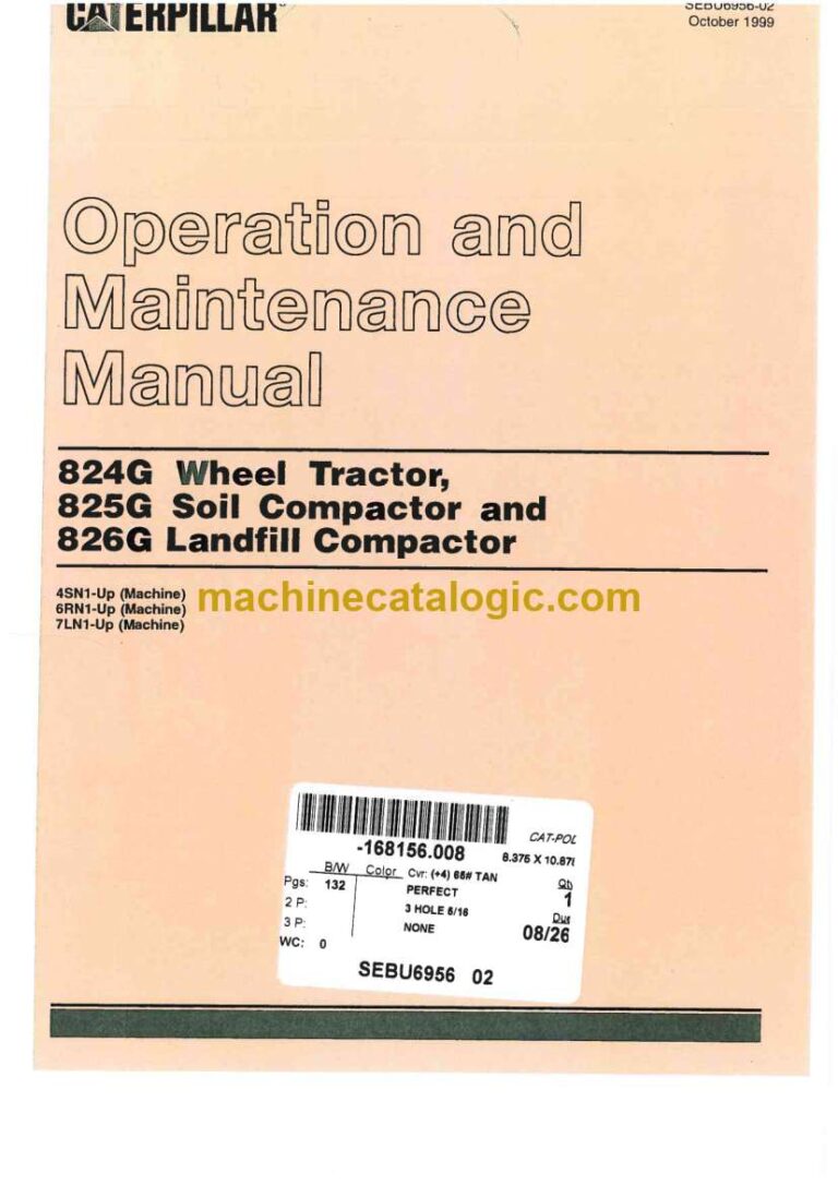 Cat 824G Wheel Tractor, 825G Soil Compactor, 826G Landfill Compactor Operation and Maintenance Manual (SEBU6956-02)