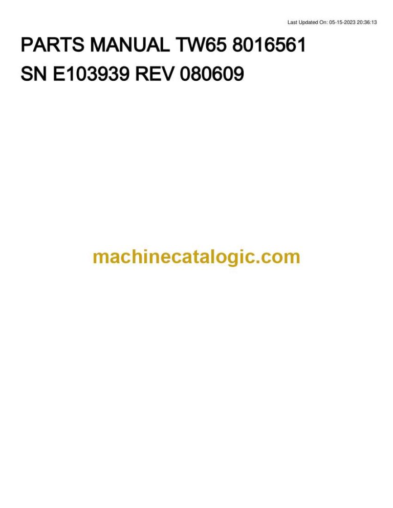 Takeuchi TW65 Wheel Loader Parts Manual (8016561)