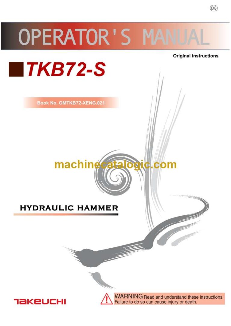 Takeuchi TKB72-S Hydraulic Hammer Operators Manual