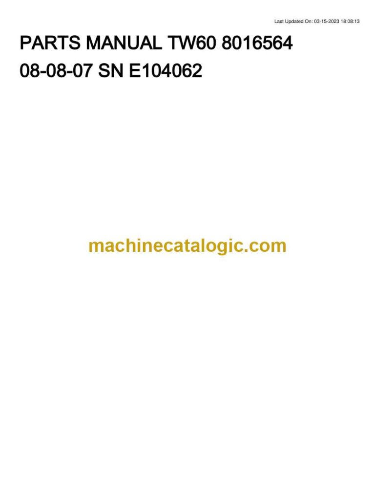 Takeuchi TW60 Wheel Loader Parts Manual (8016564)