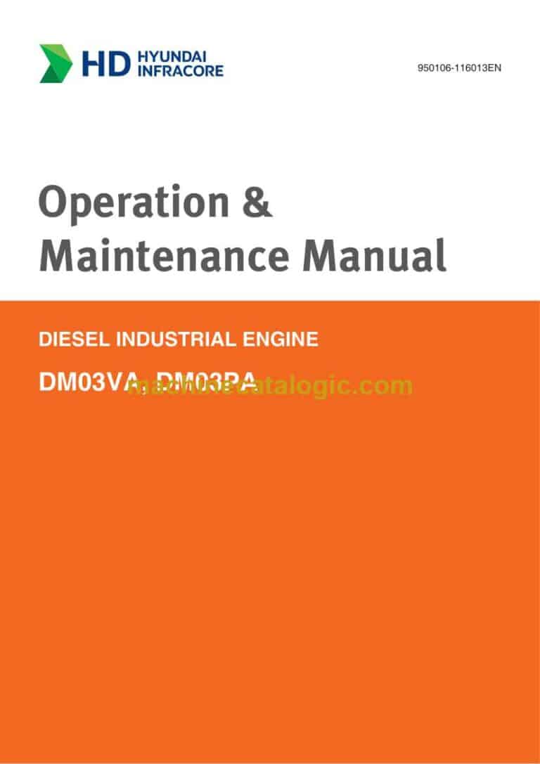 Develon DM03VA, DM03PA Diesel Industrial Engine Operation and Maintenance Manual (950106-116013EN)