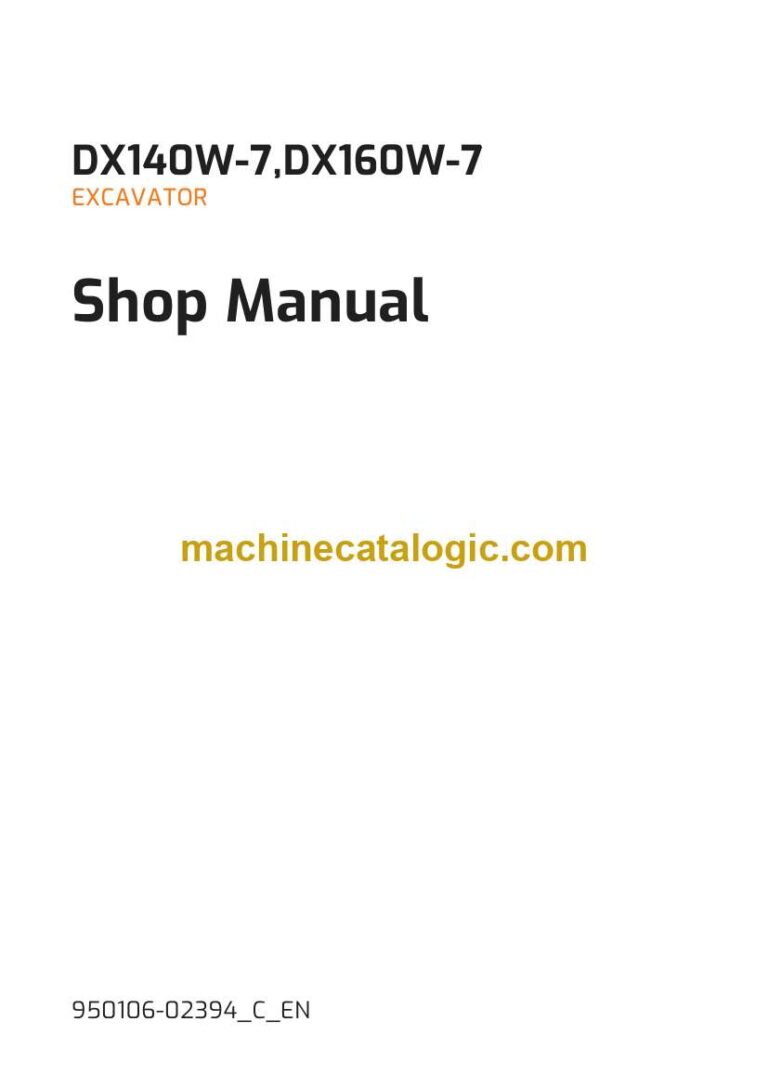 Develon DX160W-7 Wheeled Excavator Shop Manual (950106-02394_C_EN)