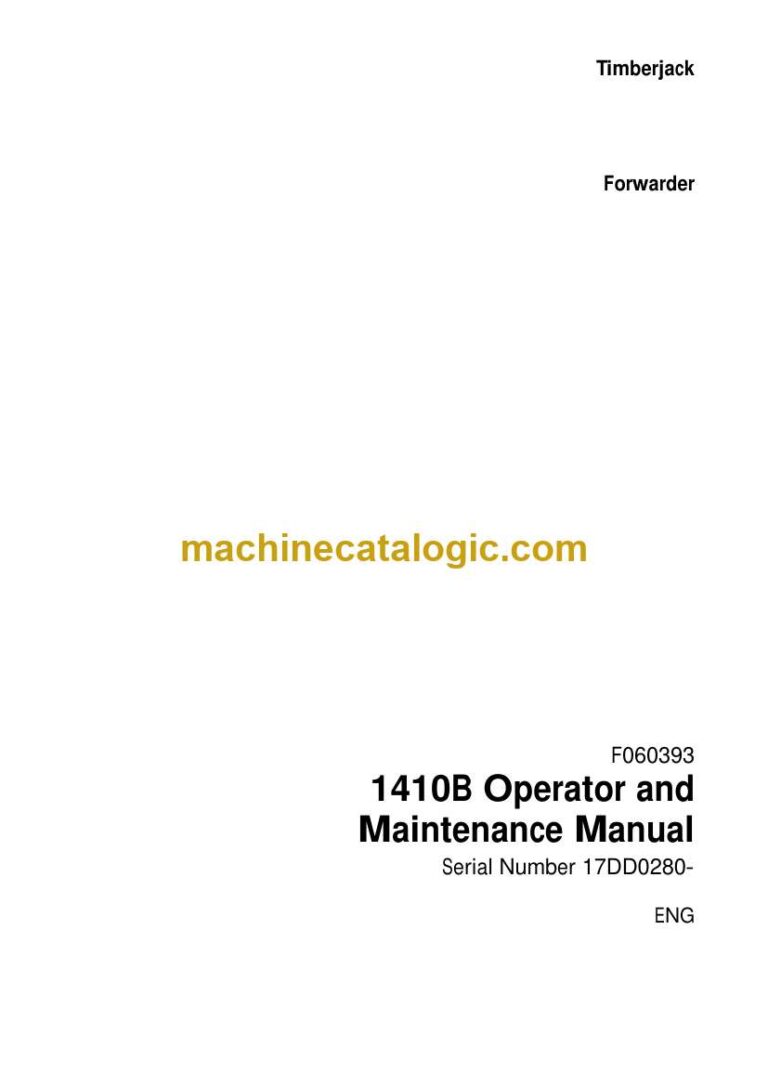 Timberjack 1410B Forwarder Operator and Maintenance Manual (F060393)