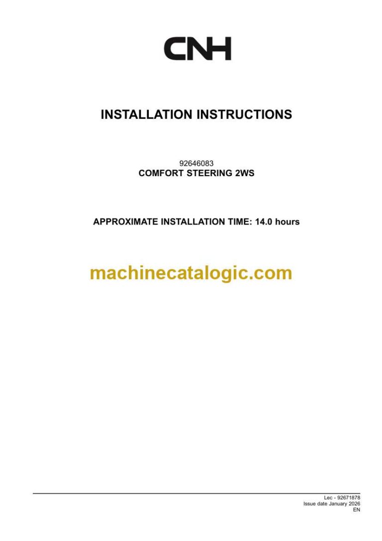 CNH COMFORT STEERING 2WS Installation Instructions (92671878)