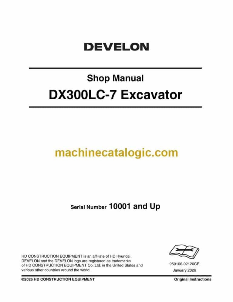 Develon DX300LC-7 Crawler Excavator Shop Manual (950106-02120CE)