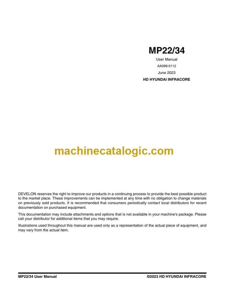Develon MP22, MP34 Attachments User Manual (AA099-0112)