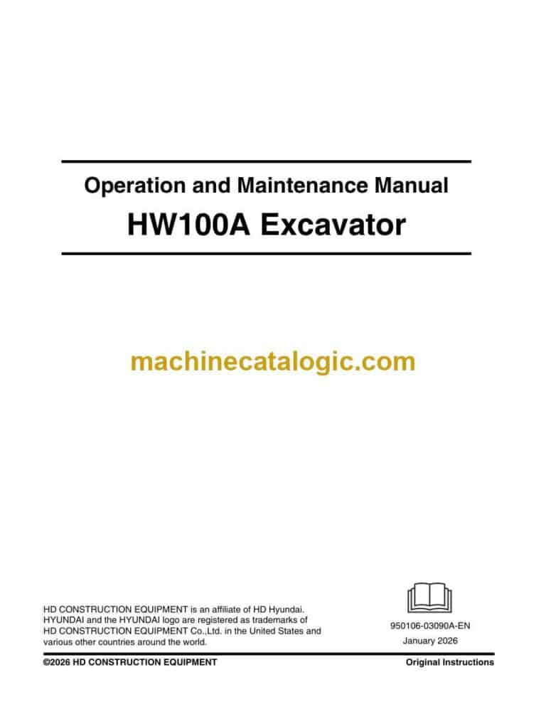 Develon HW100A Excavator Operation and Maintenance Manual (950106-03090A-EN)