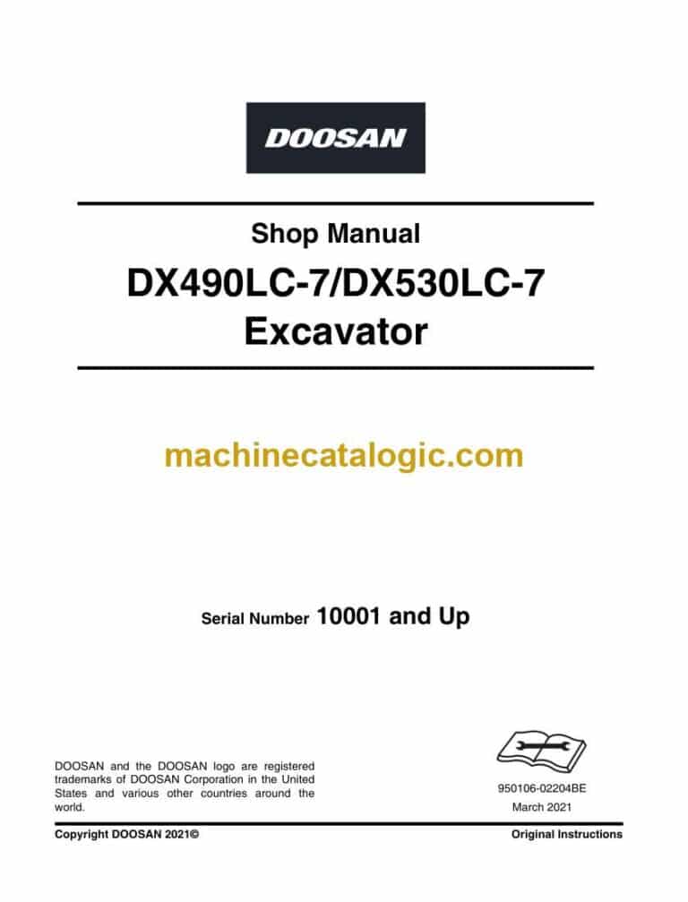 Develon DX530LC-7 Crawler Excavator Shop Manual (950106-02204BE)
