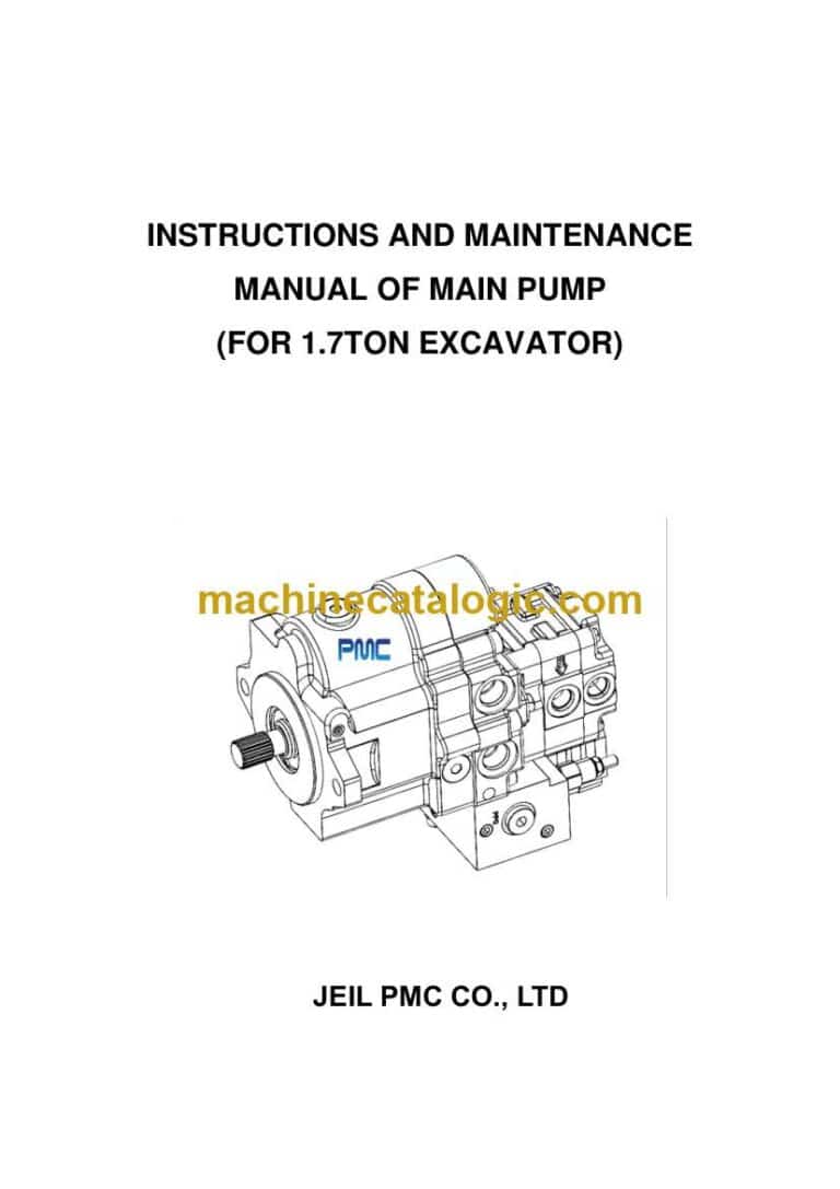 Jeil 1.7TON Excavator of Main Pump Instructions and Maintenance Manual