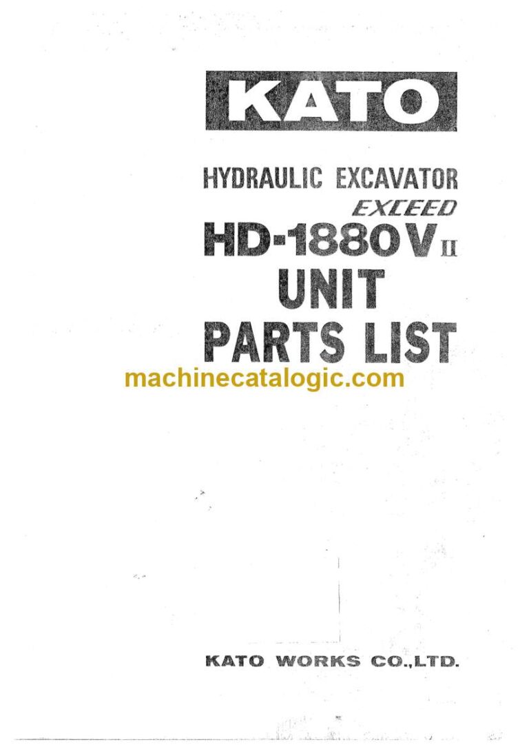 Kato HD1880V-2 Exceed Hydraulic Excavator Parts and Engine Parts Manual