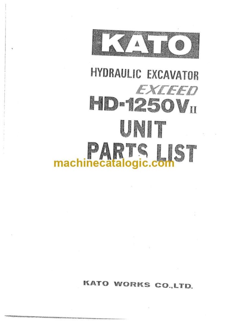 Kato HD1250V-2 Exceed Hydraulic Excavator Parts and Engine Parts Manual