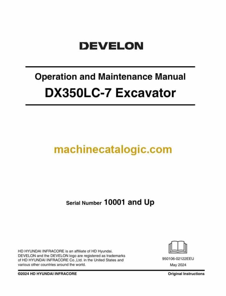 Develon DX350LC-7 Crawler Excavator Operation and Maintenance Manual (950106-02122EEU)