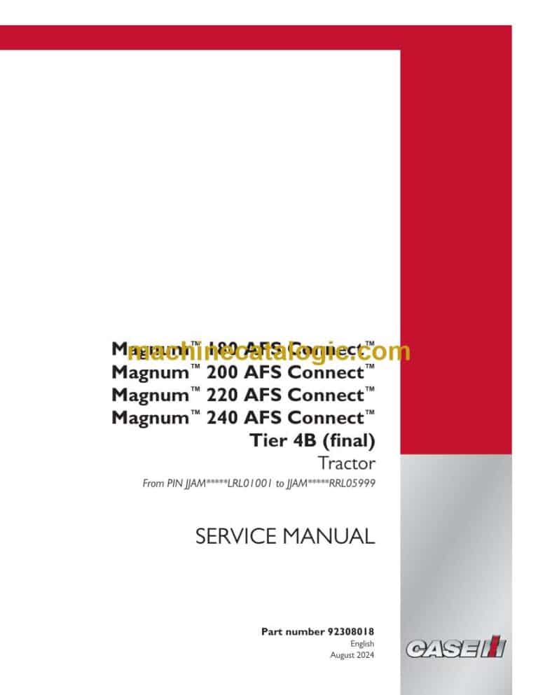 Case Magnum 200 AFS Connect Tier 4B Final Tractor Service Manual (92308018)