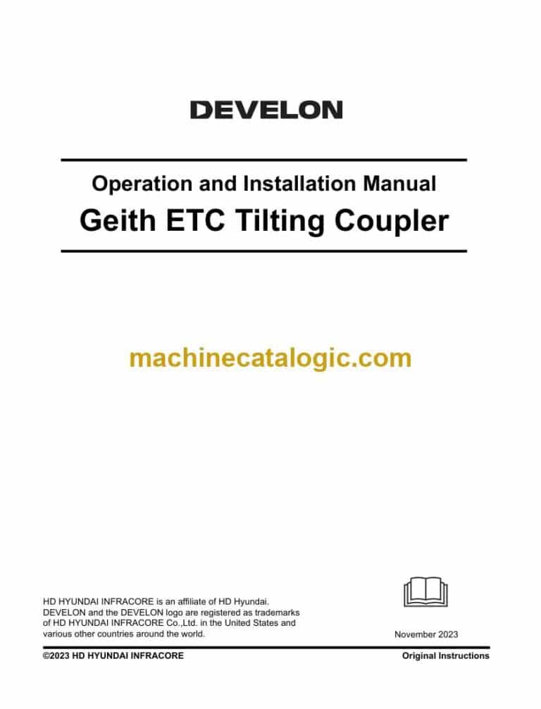 Develon Geith ETC Tilting Coupler Operation and Installation Manual