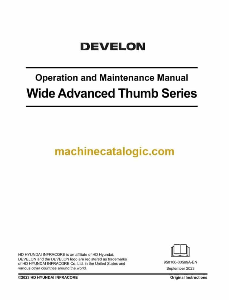 Develon Wide Advanced Thumb Series Operation and Maintenance Manual (950106-03509A-EN)