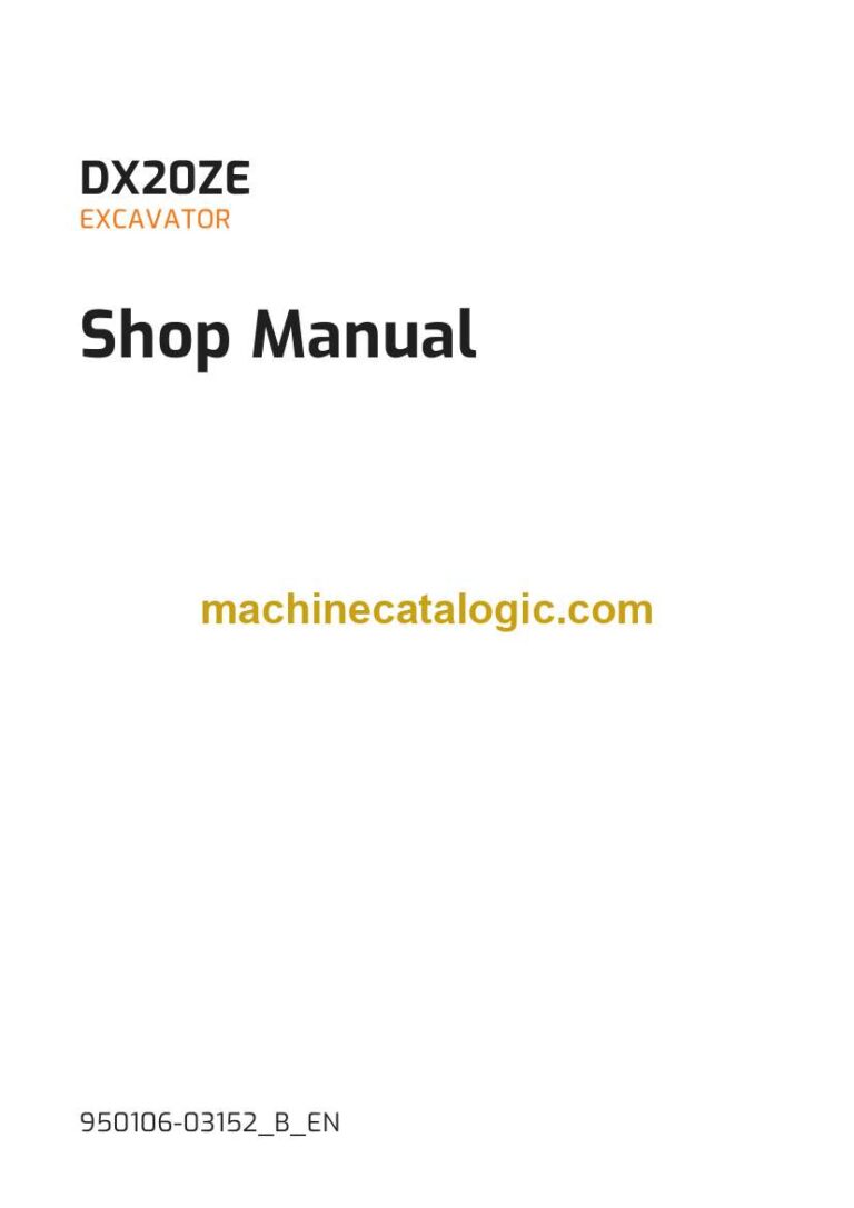 Develon DX20ZE Mini Excavator Shop Manual (950106-03152_B_EN)
