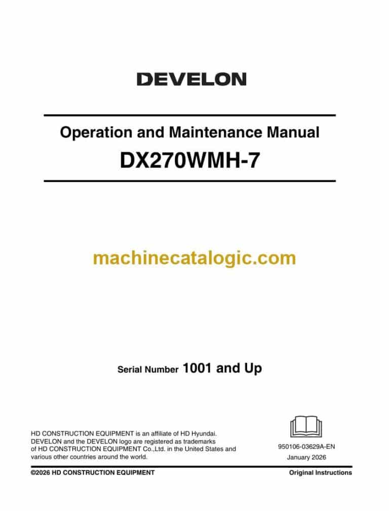 Develon DX270WMH-7 Material Handler Operation and Maintenance Manual (950106-03629A-EN)