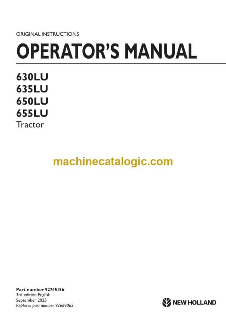 Case 630LU, 635LU, 650LU, 655LU Tractor Operators Manual (92745156 Replaces 92669063)
