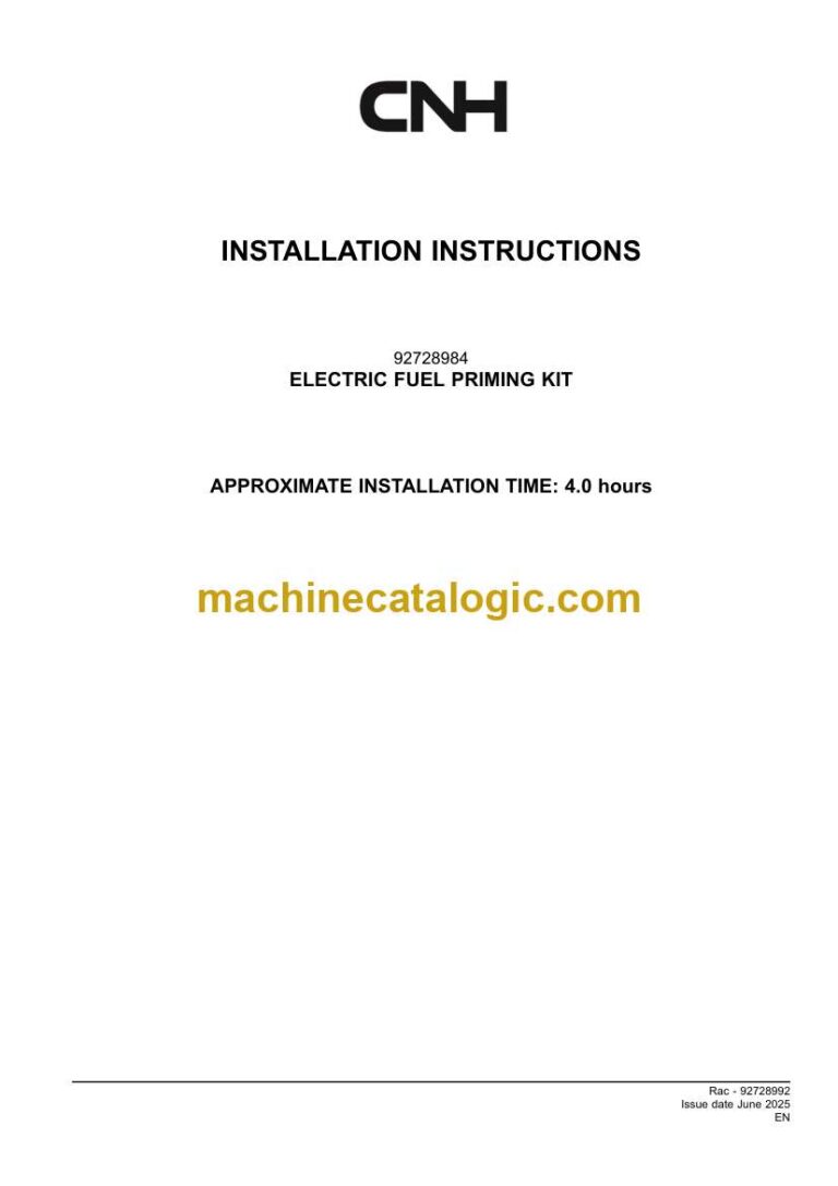 CNH ELECTRIC FUEL PRIMING KIT Installation Instructions (92728992)