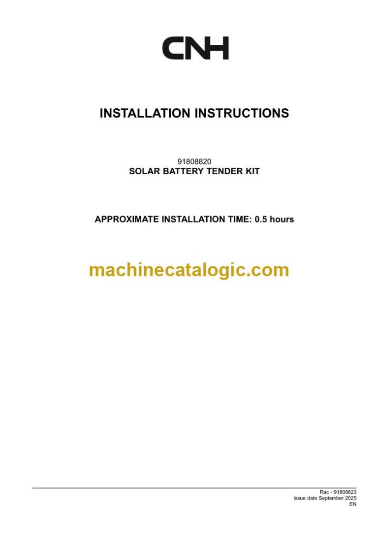 CNH SOLAR BATTERY TENDER KIT Installation Instructions (91808823)