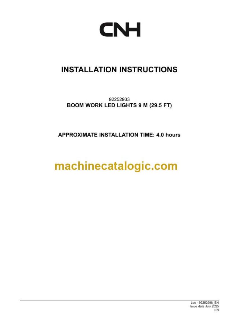 CNH BOOM WORK LED LIGHTS 9M, 29.5FT Installation Instructions (92252998)