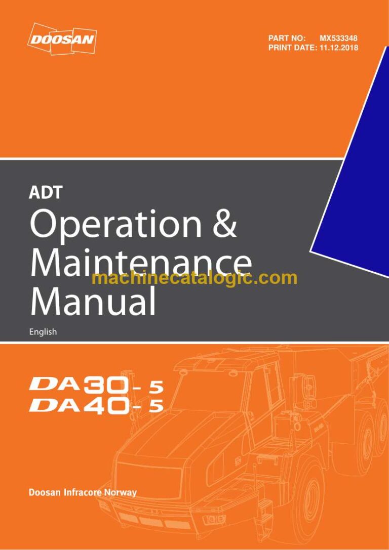 Develon DA30-5, DA40-5 Articulated Dump Truck Operation and Maintenance Manual (MX533348)