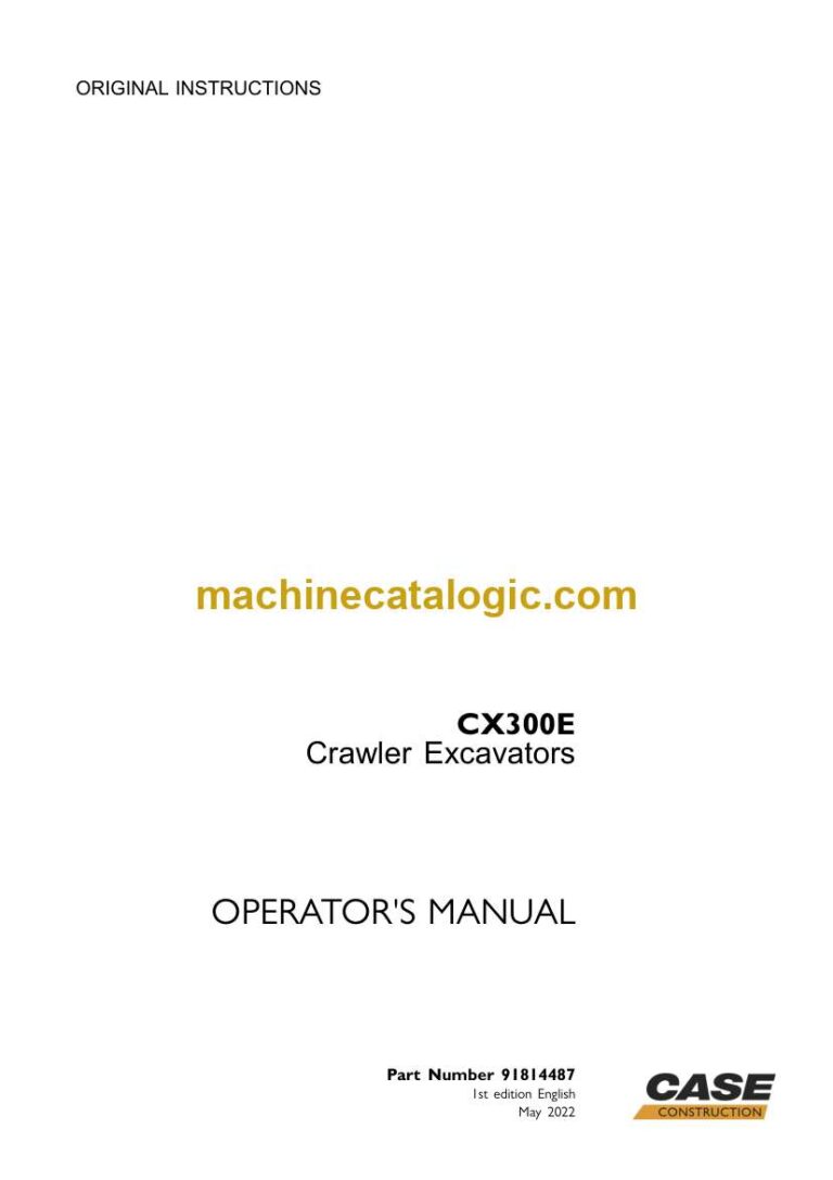 Case CX300E Crawler Excavators Operators Manual (91814487)