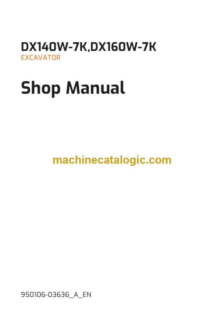 Develon DX140W-7K Wheeled Excavator Shop Manual (950106-03636_A_EN)
