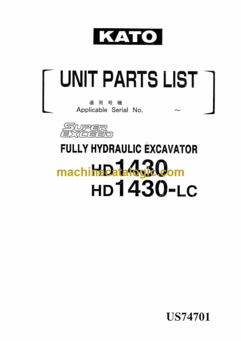 Kato HD1430, HD1430LC Super Exceed Fully Hydraulic Excavator Parts and Engine Parts Manual