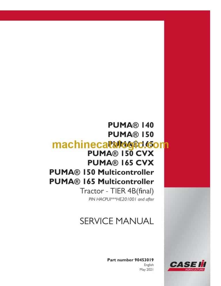 Case Puma 150CVX Tier 4B Final Tractor Service Manual (90453019)